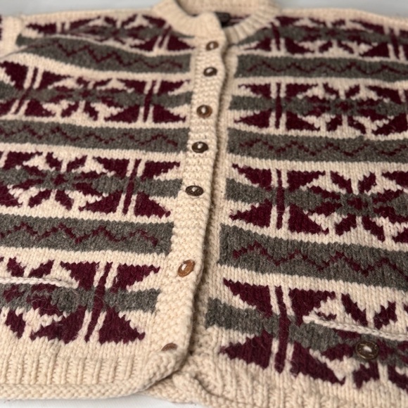 REY WEAR Vintage 100% Wool Cardigan Sweater Sz L- XL Oversized UNISEX - Picture 8 of 12